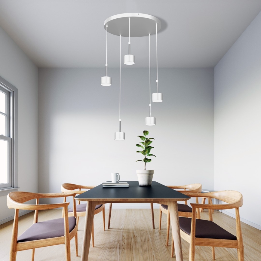 Luster na sajli ARENA 5xGX53/11W/230V bijela/sjajni krom