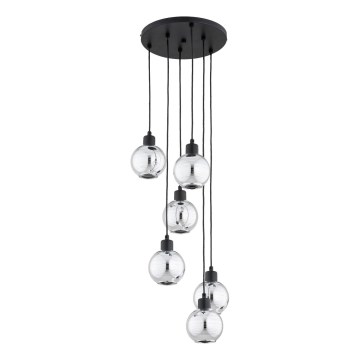 Luster na sajli ARVENE 6xE27/15W/230V crna/sjajni krom