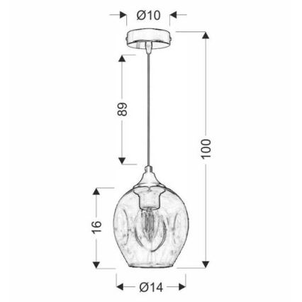 Luster na sajli ASPA 1xE27/40W/230V crna