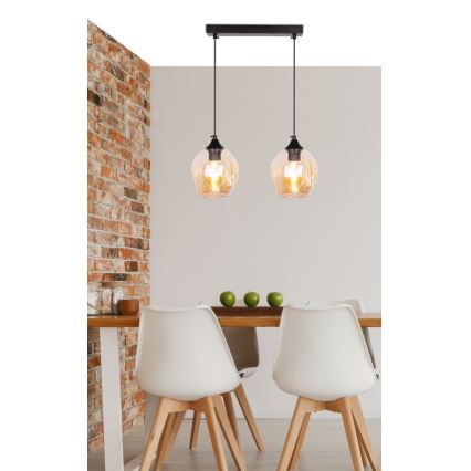 Luster na sajli ASPA 2xE27/40W/230V crna