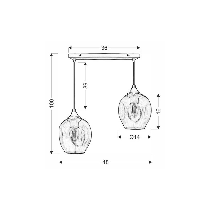 Luster na sajli ASPA 2xE27/40W/230V crna