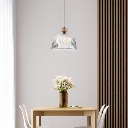 Luster na sajli ASTA 1xE27/60W/230V, Ø 28 cm, hrast