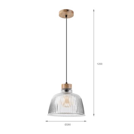 Luster na sajli ASTA 1xE27/60W/230V, Ø 28 cm, hrast
