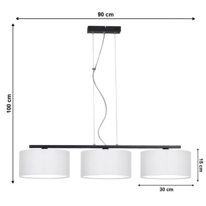 Luster na sajli ASTRA 3xE27/60W/230V bijela