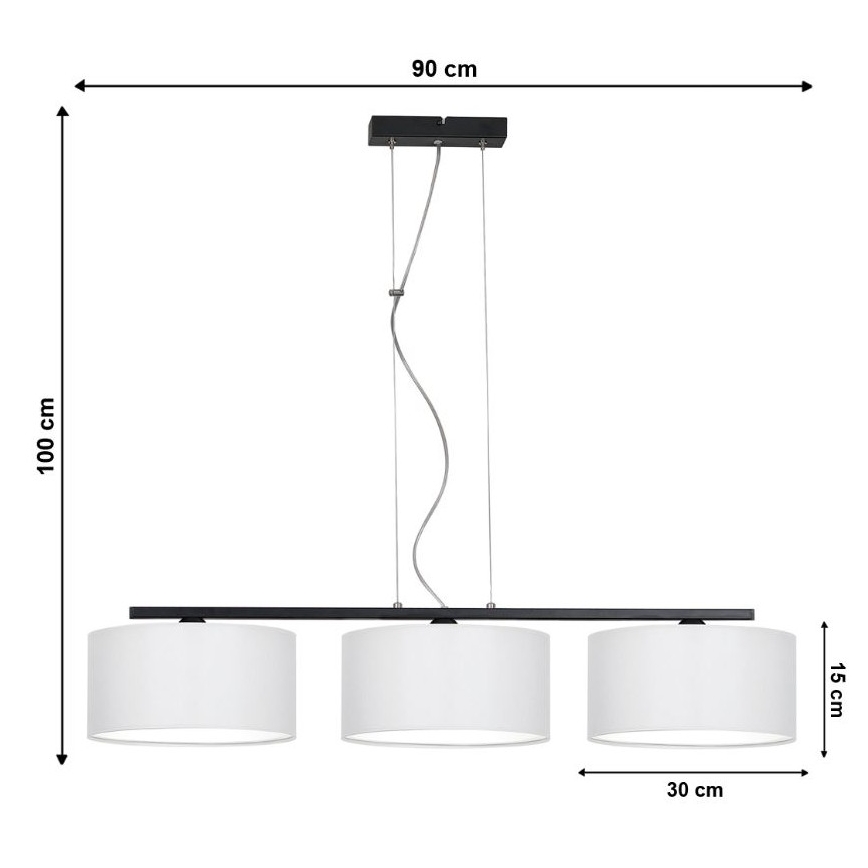 Luster na sajli ASTRA 3xE27/60W/230V bijela