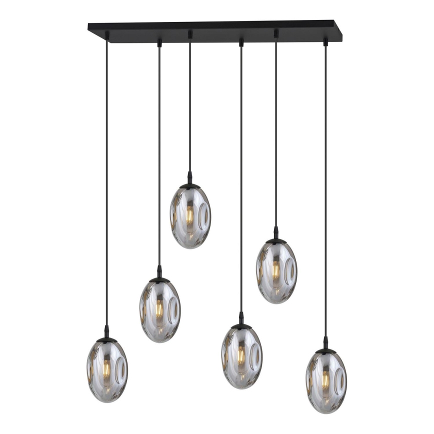Luster na sajli ASTRAL 6xE14/10W/230V crna/dimna