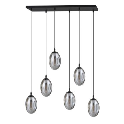 Luster na sajli ASTRAL 6xE14/10W/230V crna/dimna