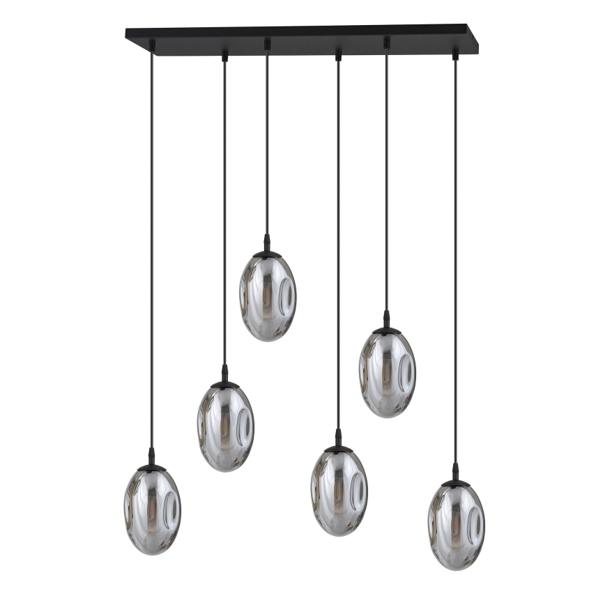 Luster na sajli ASTRAL 6xE14/10W/230V crna/dimna