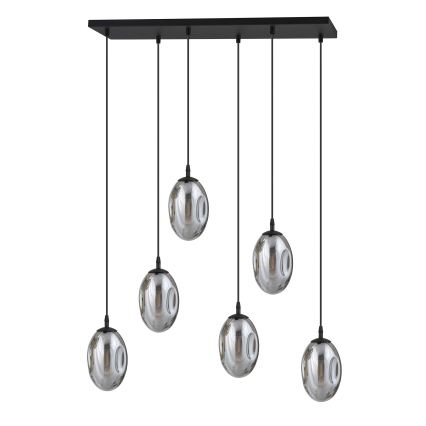 Luster na sajli ASTRAL 6xE14/10W/230V crna/dimna