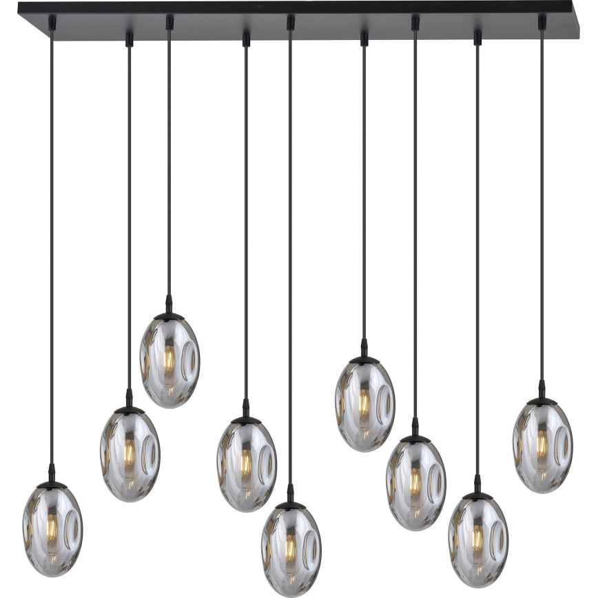Luster na sajli ASTRAL 9xE14/10W/230V crna/dimna
