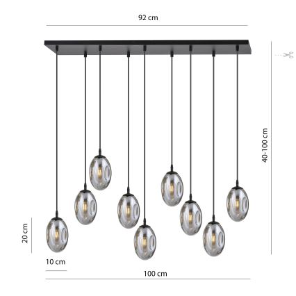 Luster na sajli ASTRAL 9xE14/10W/230V crna/dimna