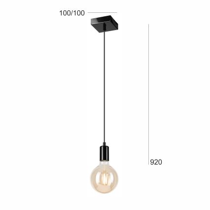 Luster na sajli ASTRID 1xE27/60W/230V sjajna crna