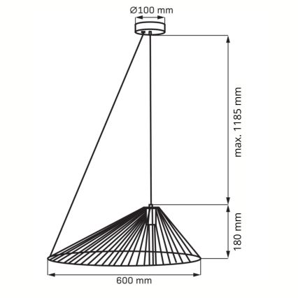Luster na sajli AURORA 1xE27/20W/230V pr. 60 cm crna