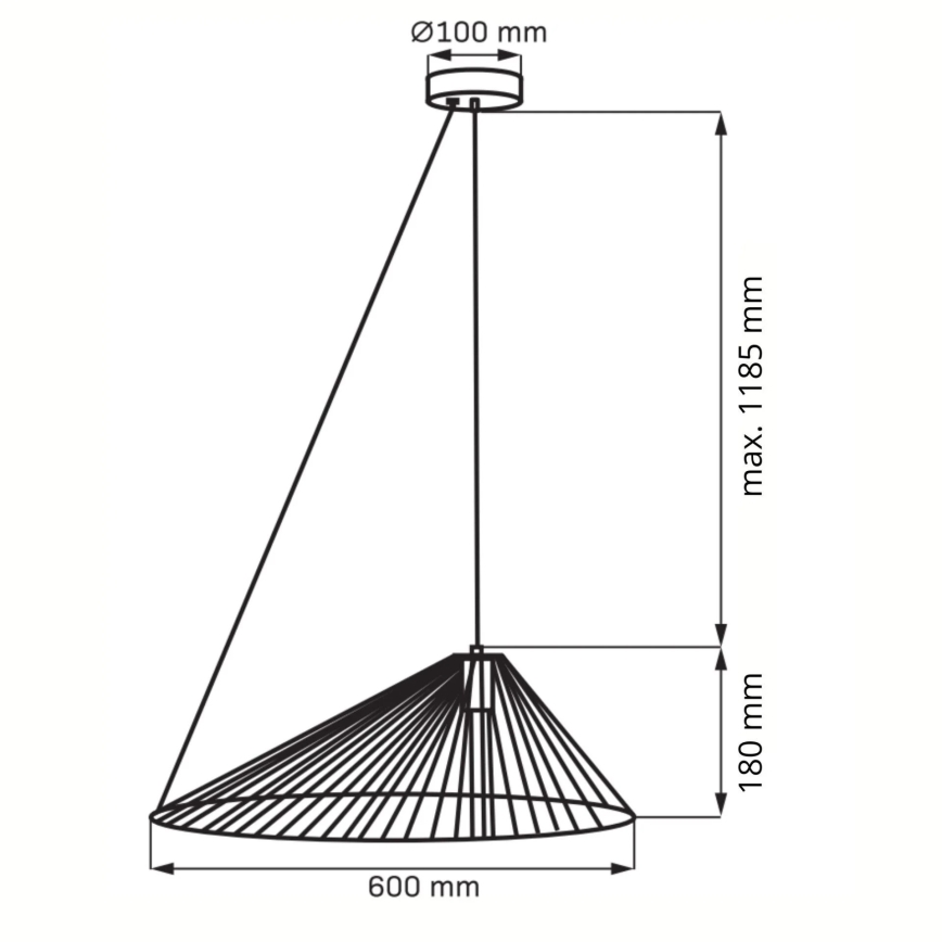 Luster na sajli AURORA 1xE27/20W/230V pr. 60 cm crna