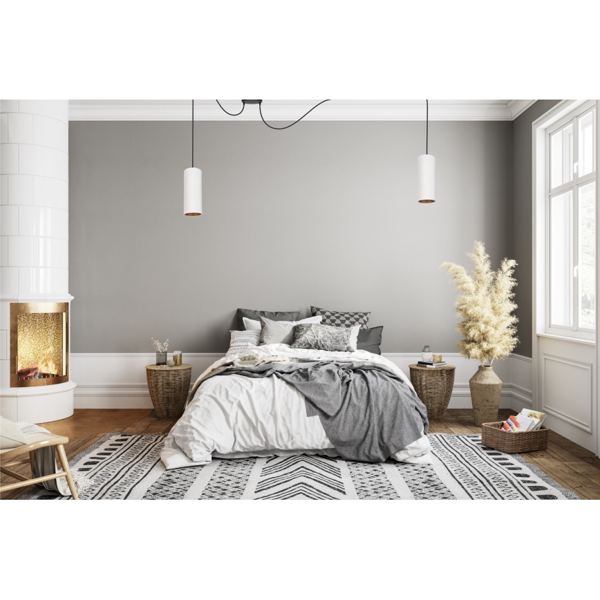 Luster na sajli AVALO 2xE27/60W/230V pauk bijela/bakrena