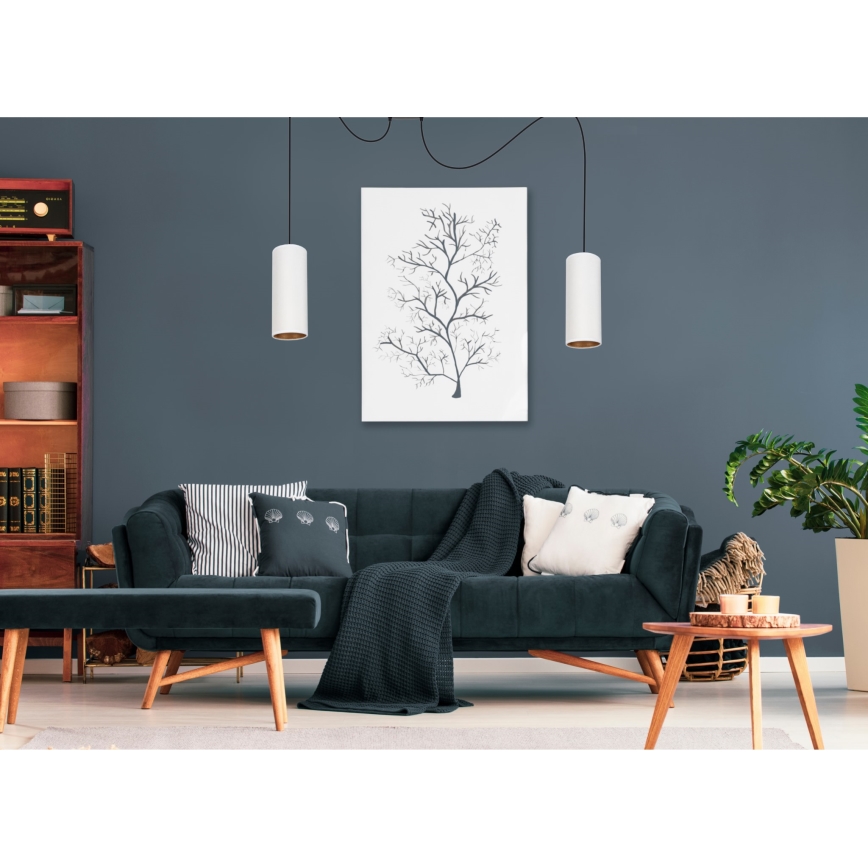 Luster na sajli AVALO 2xE27/60W/230V pauk bijela/bakrena