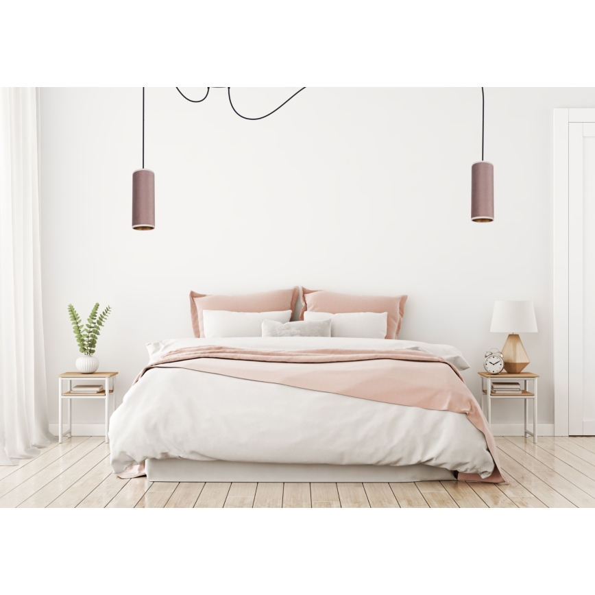 Luster na sajli AVALO 2xE27/60W/230V pauk ružičasta/bakrena