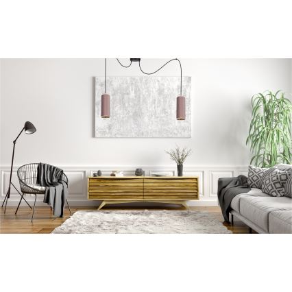 Luster na sajli AVALO 2xE27/60W/230V pauk ružičasta/bakrena