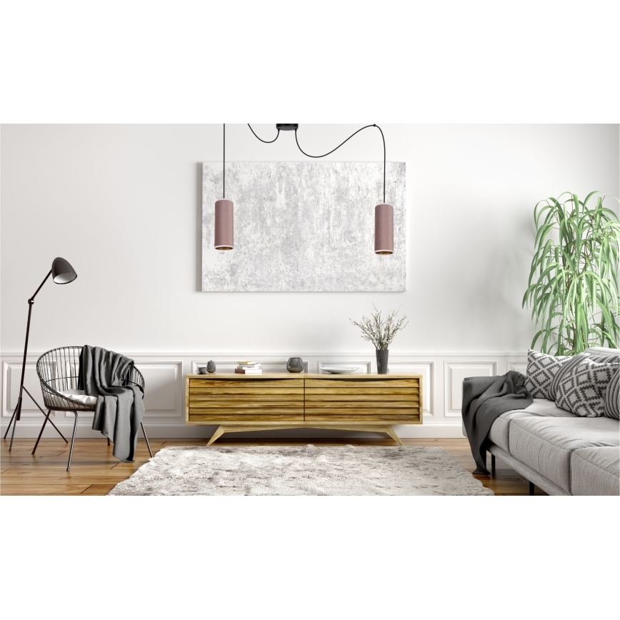 Luster na sajli AVALO 2xE27/60W/230V pauk ružičasta/bakrena