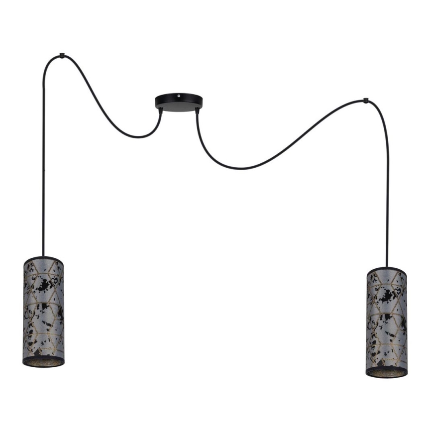 Luster na sajli AVALO 2xE27/60W/230V pauk siva/crna
