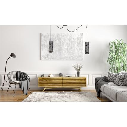 Luster na sajli AVALO 2xE27/60W/230V pauk siva/crna