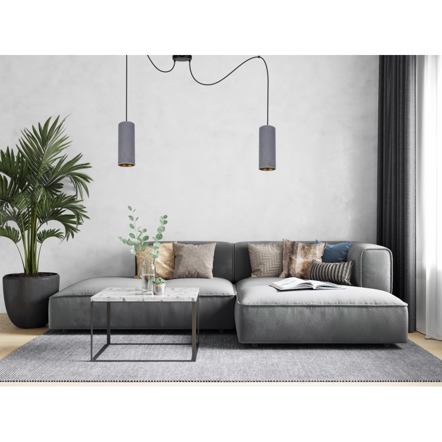 Luster na sajli AVALO 2xE27/60W/230V pauk siva