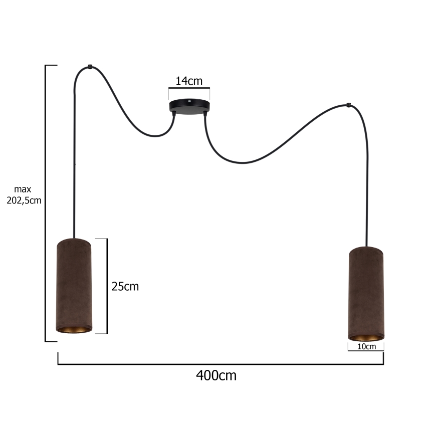 Luster na sajli AVALO 2xE27/60W/230V pauk smeđa/bakrena
