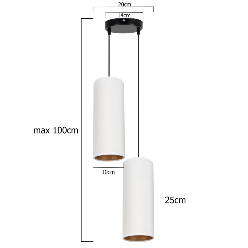 Luster na sajli AVALO 2xE27/60W/230V pr. 20 cm bijela
