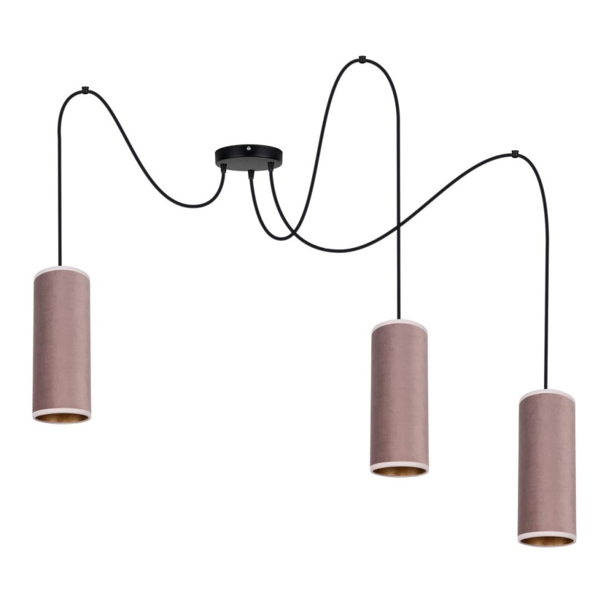 Luster na sajli AVALO 3xE27/60W/230V pauk ružičasta/bakrena