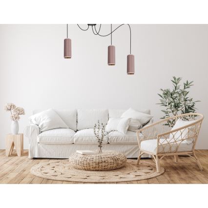 Luster na sajli AVALO 3xE27/60W/230V pauk ružičasta/bakrena