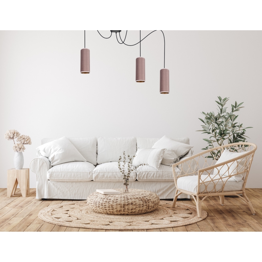Luster na sajli AVALO 3xE27/60W/230V pauk ružičasta/bakrena