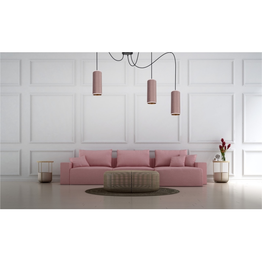 Luster na sajli AVALO 3xE27/60W/230V pauk ružičasta/bakrena
