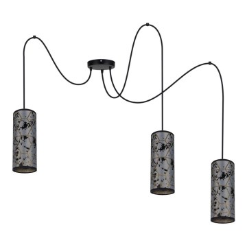 Luster na sajli AVALO 3xE27/60W/230V pauk siva/crna