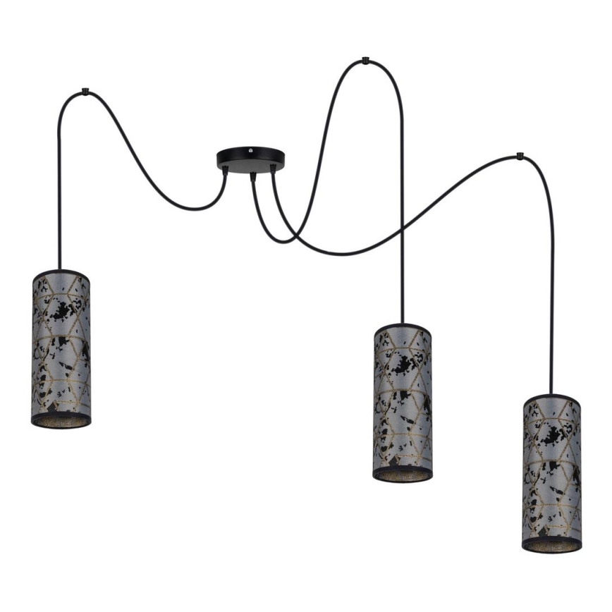 Luster na sajli AVALO 3xE27/60W/230V pauk siva/crna