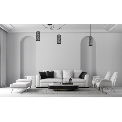 Luster na sajli AVALO 3xE27/60W/230V pauk siva/crna