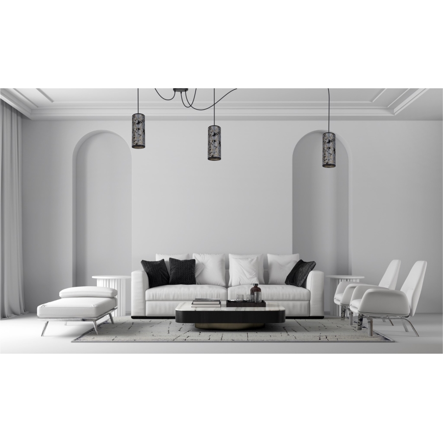 Luster na sajli AVALO 3xE27/60W/230V pauk siva/crna