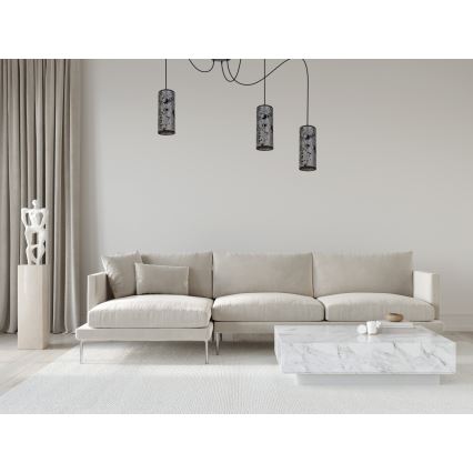Luster na sajli AVALO 3xE27/60W/230V pauk siva/crna
