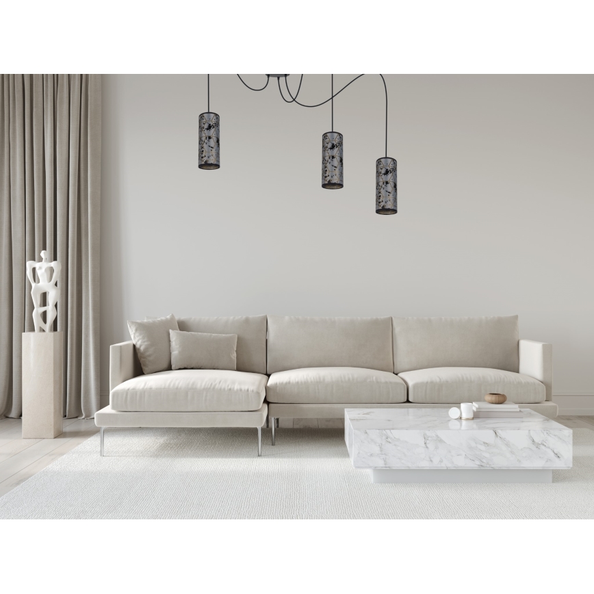 Luster na sajli AVALO 3xE27/60W/230V pauk siva/crna