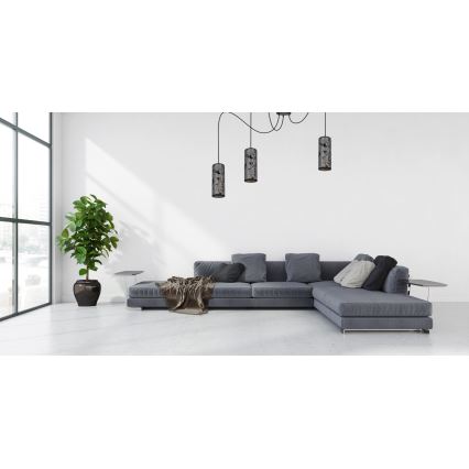 Luster na sajli AVALO 3xE27/60W/230V pauk siva/crna