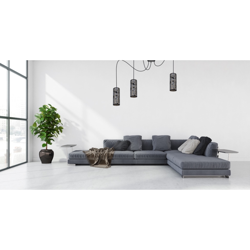 Luster na sajli AVALO 3xE27/60W/230V pauk siva/crna