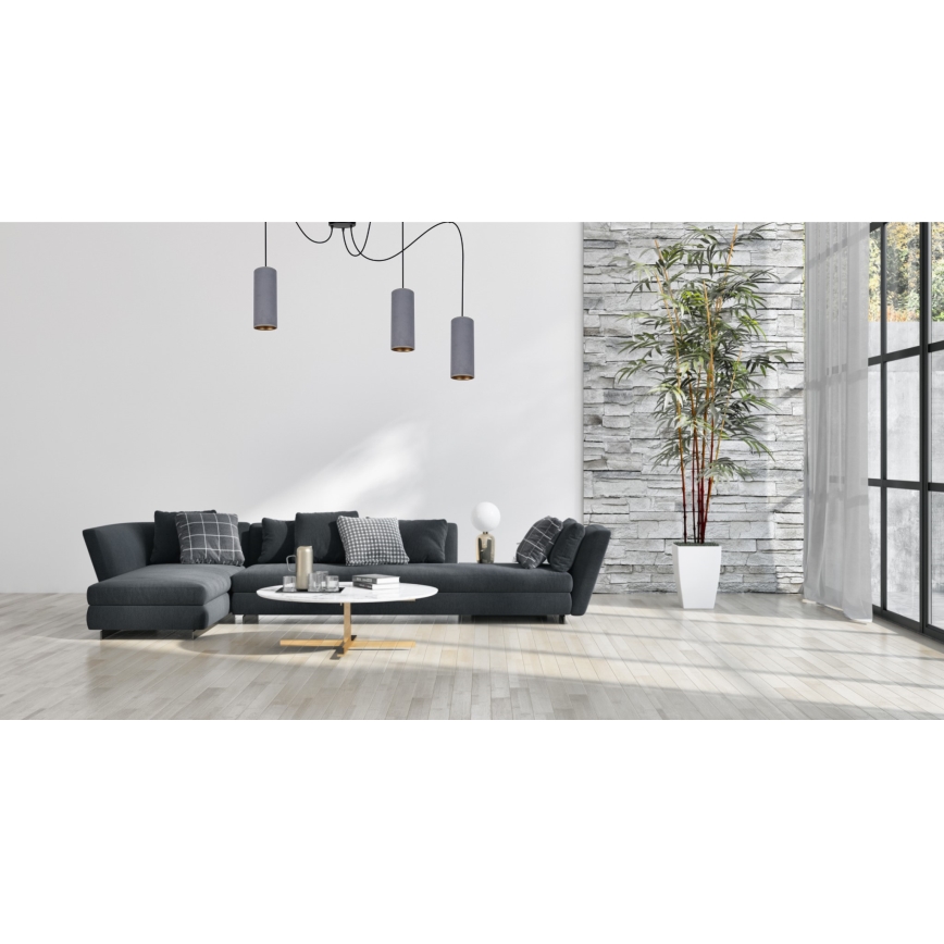 Luster na sajli AVALO 3xE27/60W/230V pauk siva