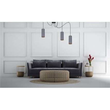 Luster na sajli AVALO 3xE27/60W/230V pauk siva