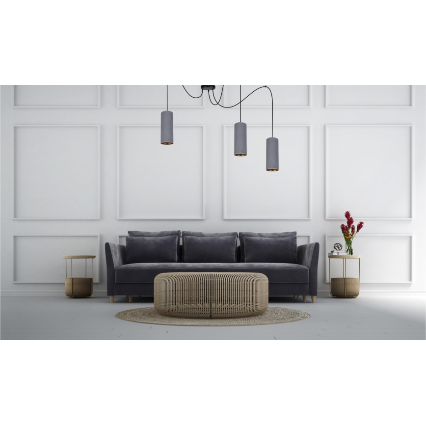Luster na sajli AVALO 3xE27/60W/230V pauk siva