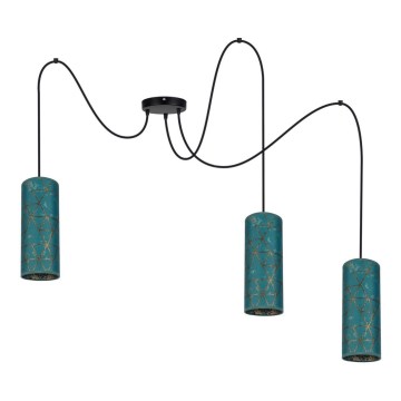 Luster na sajli AVALO 3xE27/60W/230V pauk tirkizna/zlatna