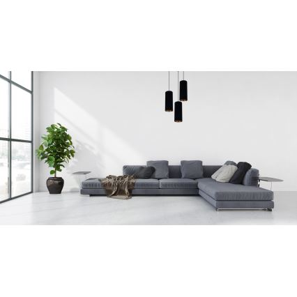 Luster na sajli AVALO 3xE27/60W/230V pr. 35 cm crna