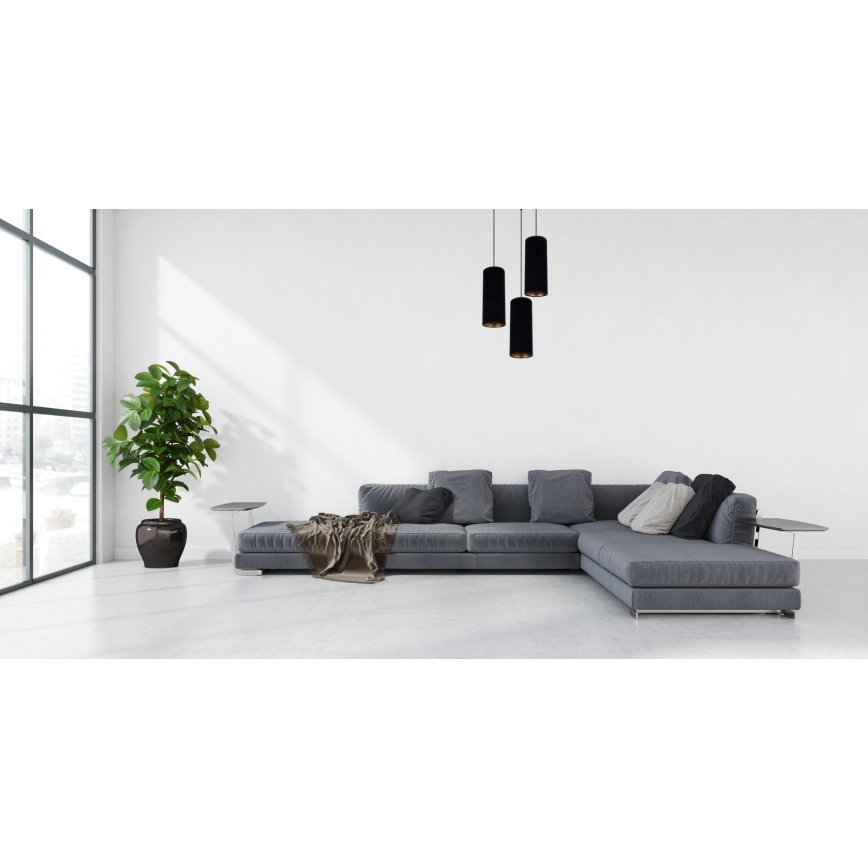Luster na sajli AVALO 3xE27/60W/230V pr. 35 cm crna