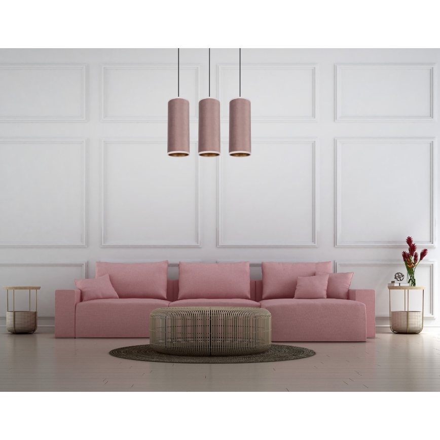 Luster na sajli AVALO 3xE27/60W/230V ružičasta