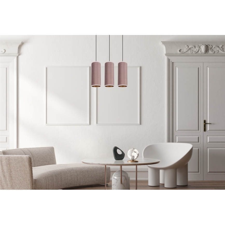 Luster na sajli AVALO 3xE27/60W/230V ružičasta