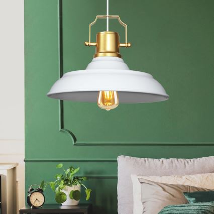 Luster na sajli AYD 1xE27/40W/230V bijela/zlatna