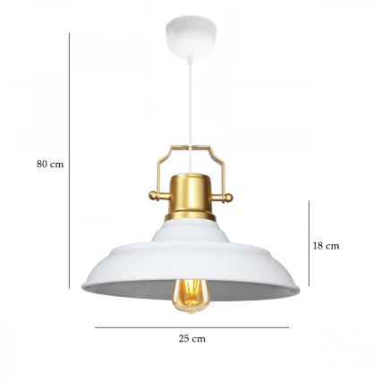 Luster na sajli AYD 1xE27/40W/230V bijela/zlatna